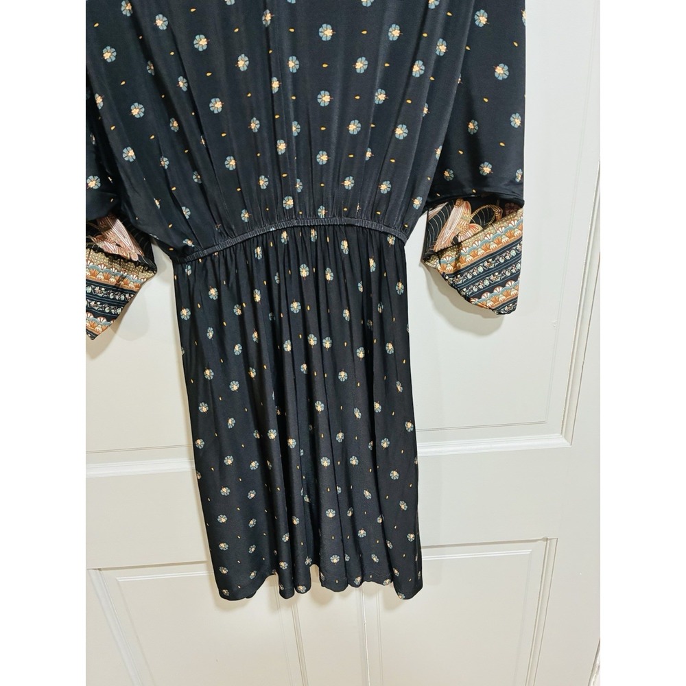 Farm Rio Women Mini Dress Size Large Puff Sleeve‎ Boho V-neck elastic waist - Picture 4 of 16